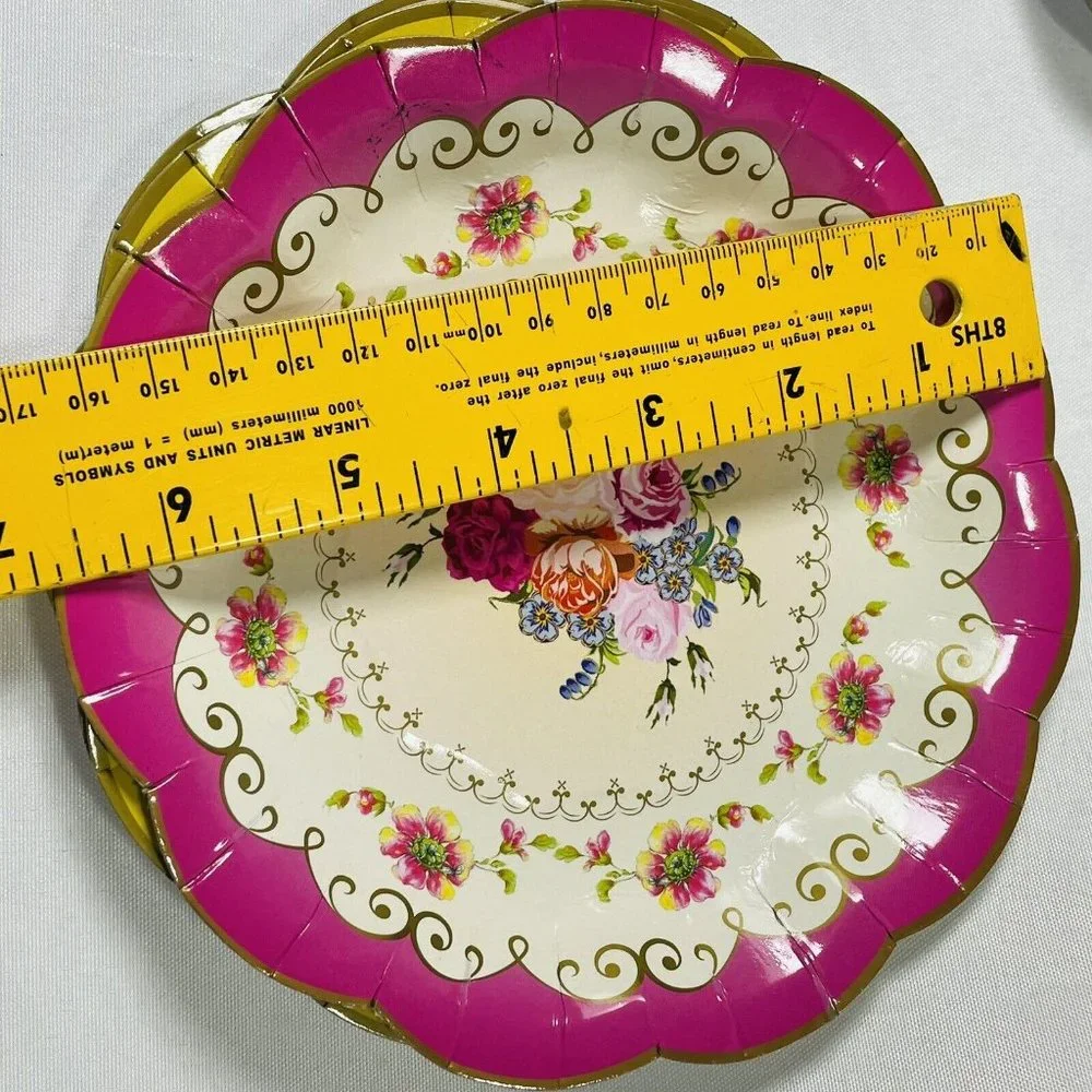 Pretty Tea Party Cake Plates Floral Talking Tables 7 Inch Paper Plates 12 Pack